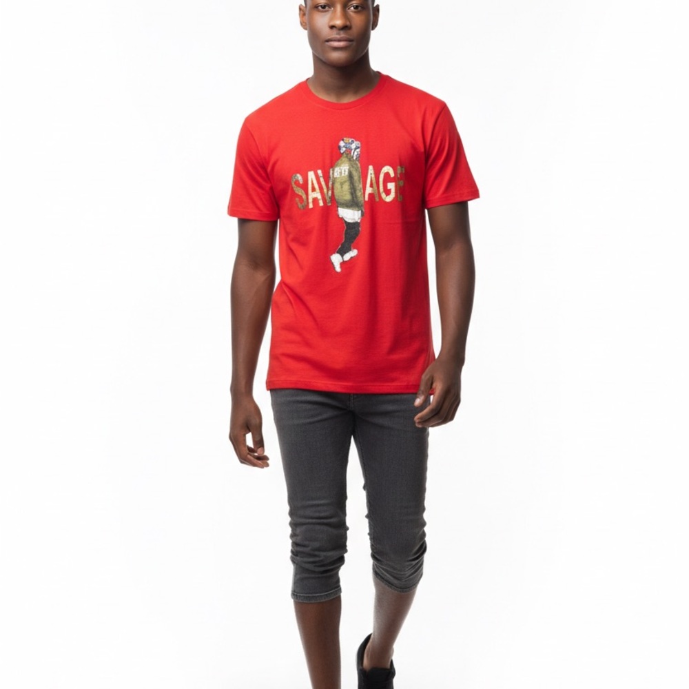 BKYS Savage Streetwear Short Sleeve Urban Graphic Retro Red Boys Youth S T-Shirt